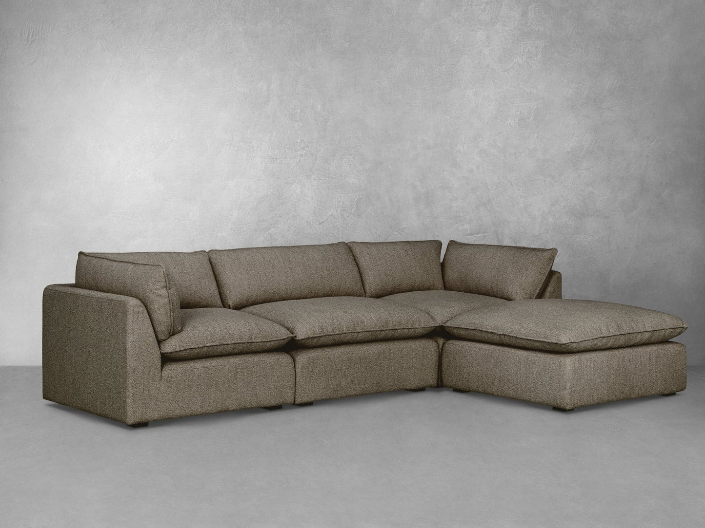 Luxe Boucle Fabric 4pc Sectional, Mocha - Abbyson - Living Room