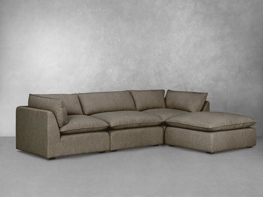 Luxe Boucle Fabric 4pc Sectional, Mocha - Abbyson - Living Room