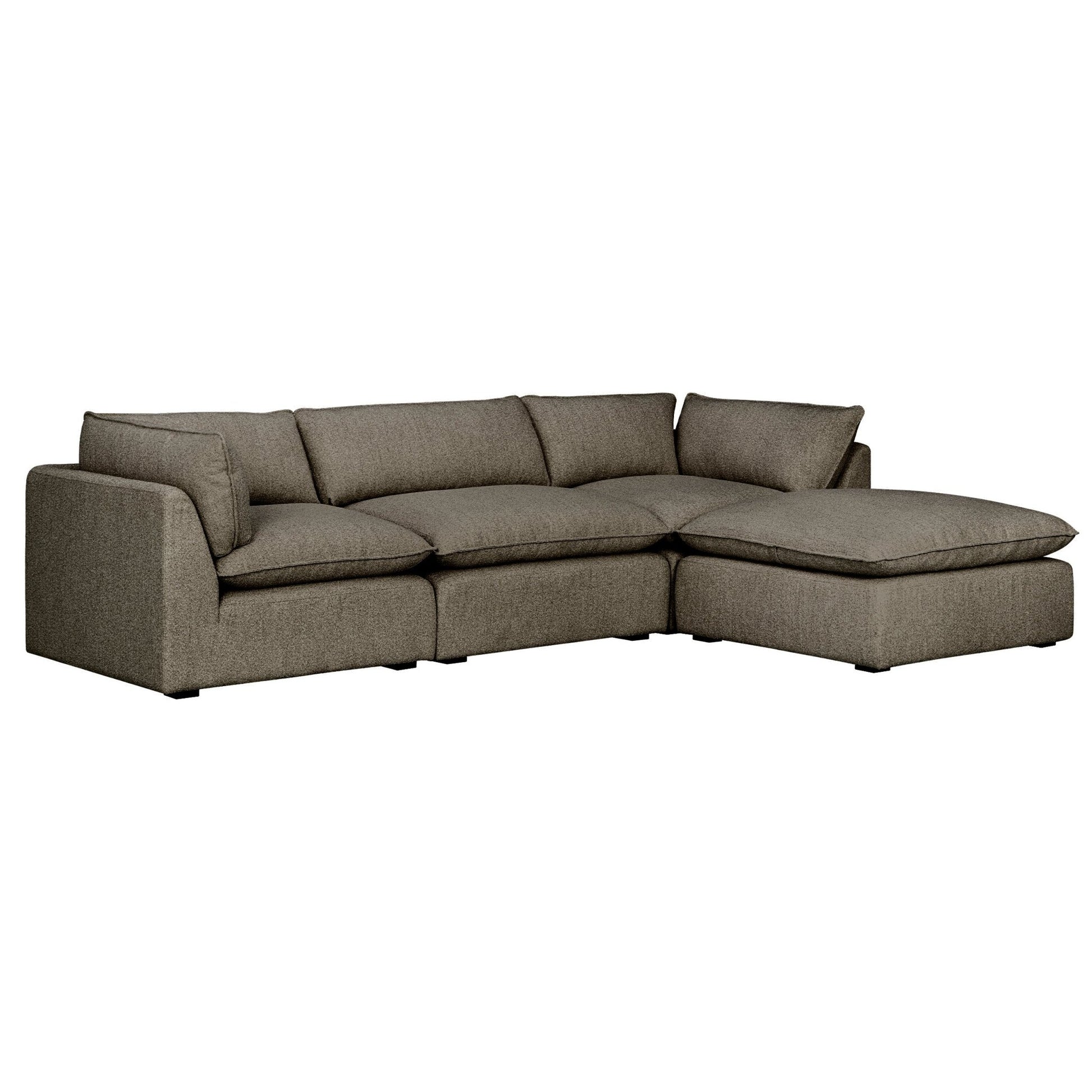 Luxe Boucle Fabric 4pc Sectional, Mocha - Abbyson - Living Room