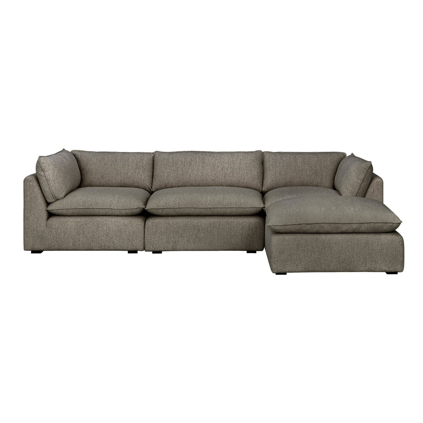Luxe Boucle Fabric 4pc Sectional, Mocha - Abbyson - Living Room