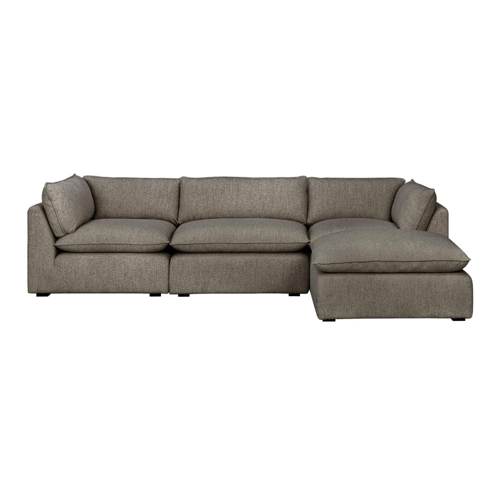 Luxe Boucle Fabric 4pc Sectional, Mocha - Abbyson - Living Room