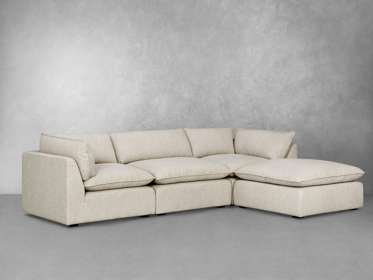 Luxe Boucle Fabric 4pc Sectional, Oat - Abbyson - Living Room