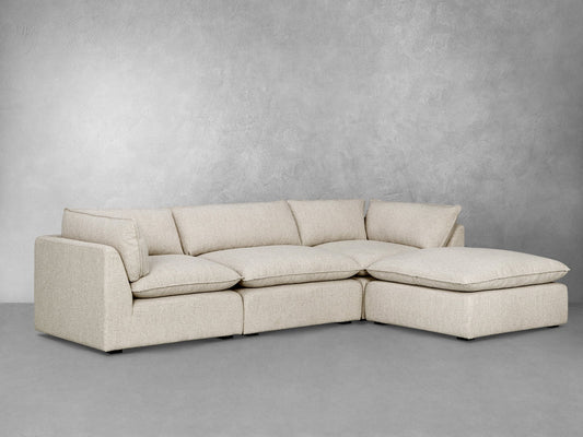 Luxe Boucle Fabric 4pc Sectional, Oat - Abbyson - Living Room