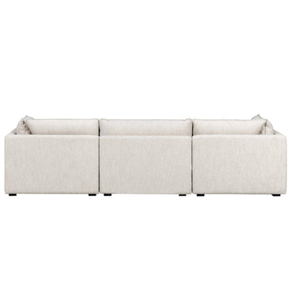 Luxe Boucle Fabric 4pc Sectional, Oat - Abbyson - Living Room