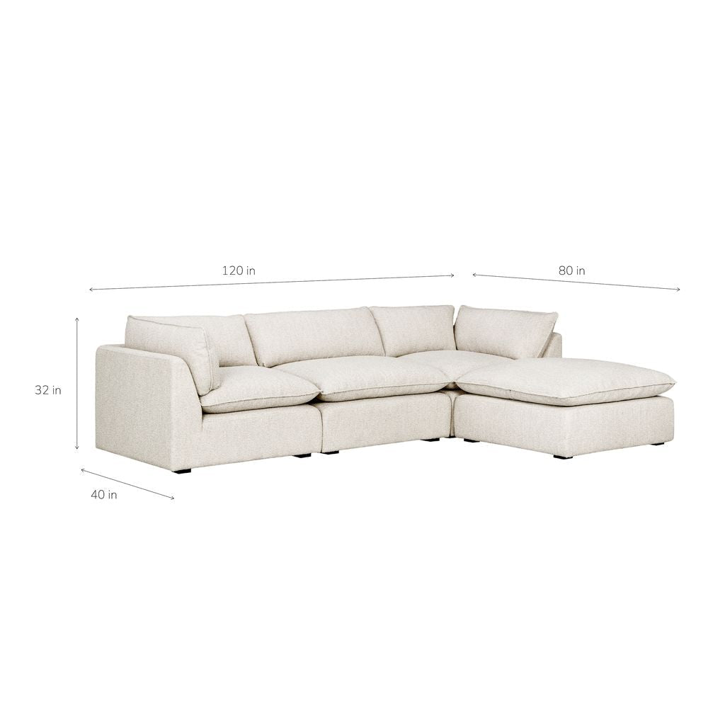 Luxe Boucle Fabric 4pc Sectional, Oat - Abbyson - Living Room