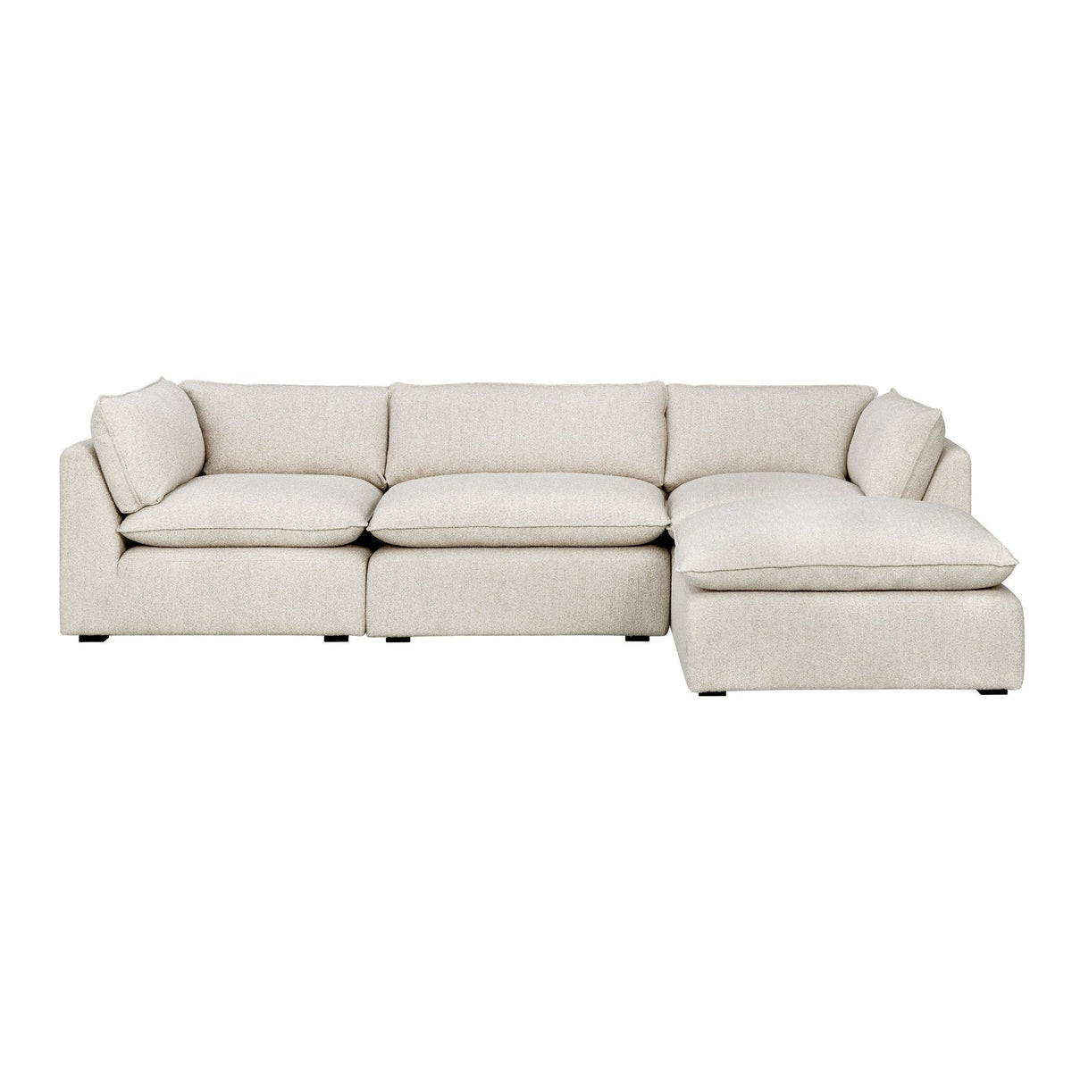 Luxe Boucle Fabric 4pc Sectional, Oat - Abbyson - Living Room