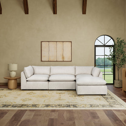 Luxe Boucle Fabric 4pc Sectional, Oat - Abbyson - Living Room