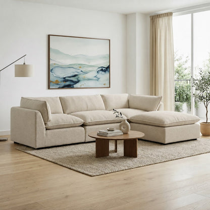 Luxe Boucle Fabric 4pc Sectional, Oat - Abbyson - Living Room