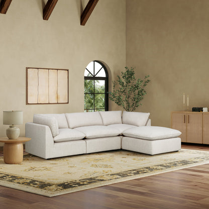 Luxe Boucle Fabric 4pc Sectional, Oat - Abbyson - Living Room