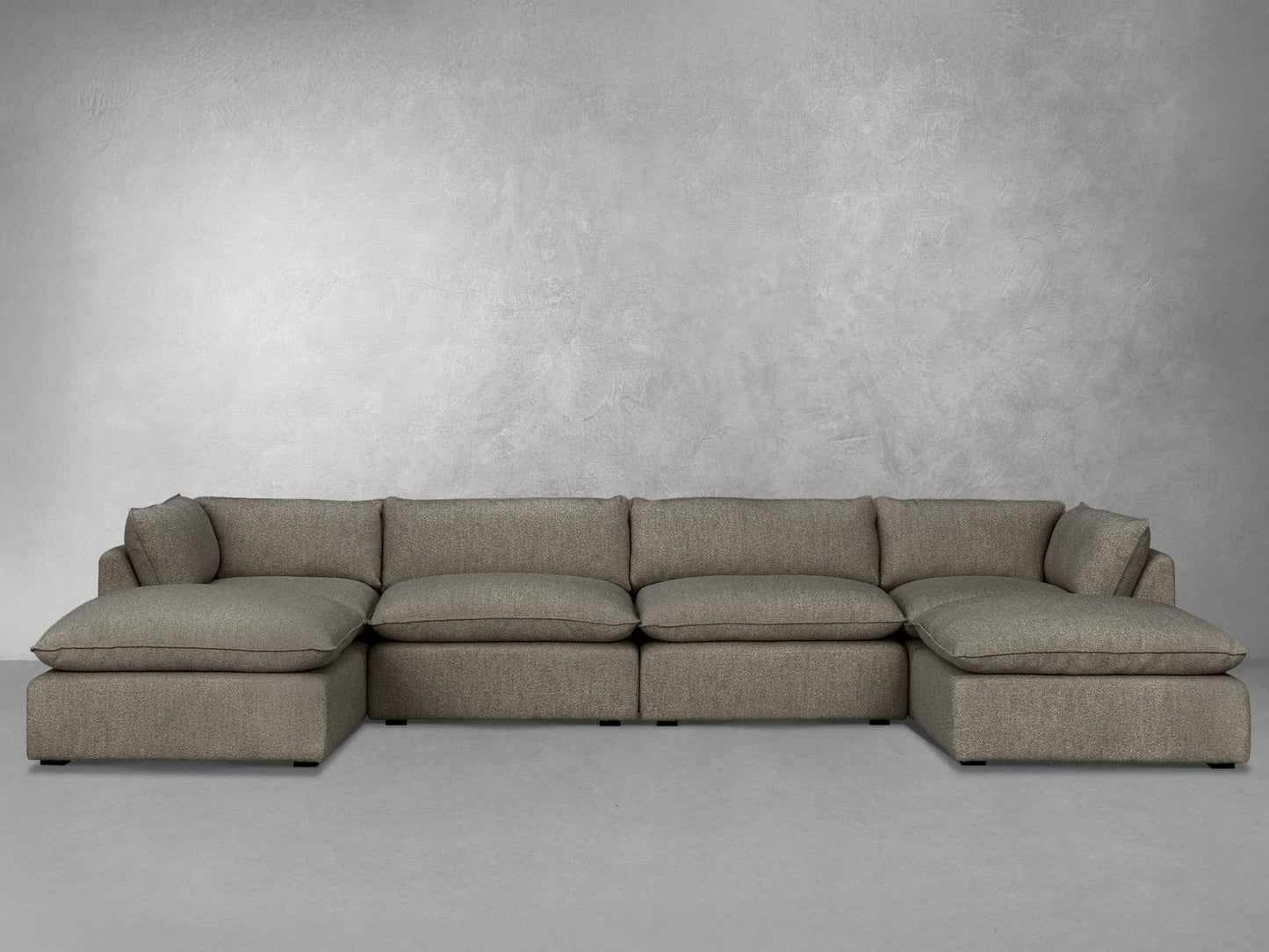 Luxe Boucle Fabric 6pc U-Shaped Sectional, Mocha - Abbyson - Living Room