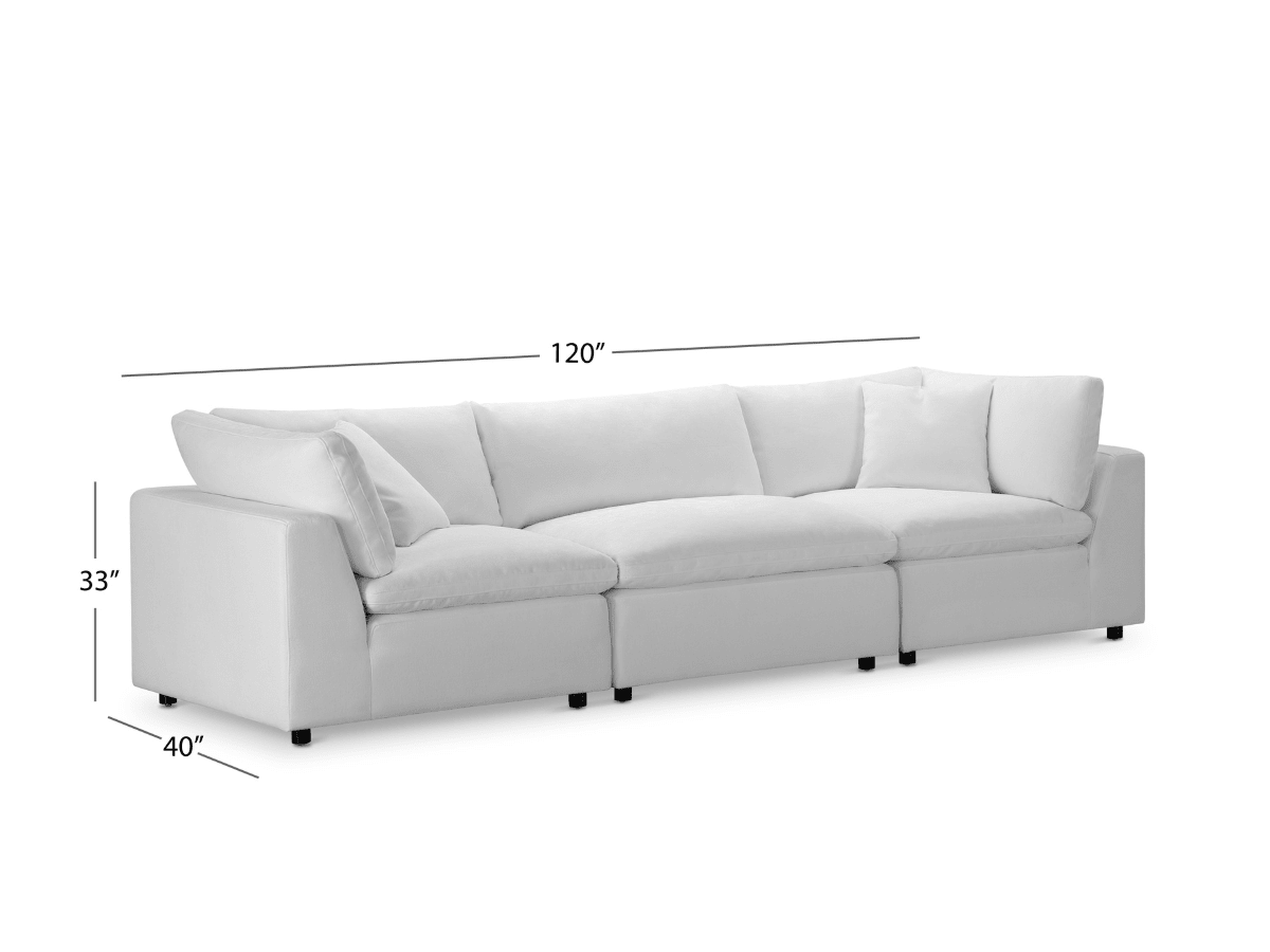 Luxe Feather and Down 3-pc Sofa, White - Abbyson - Living Room