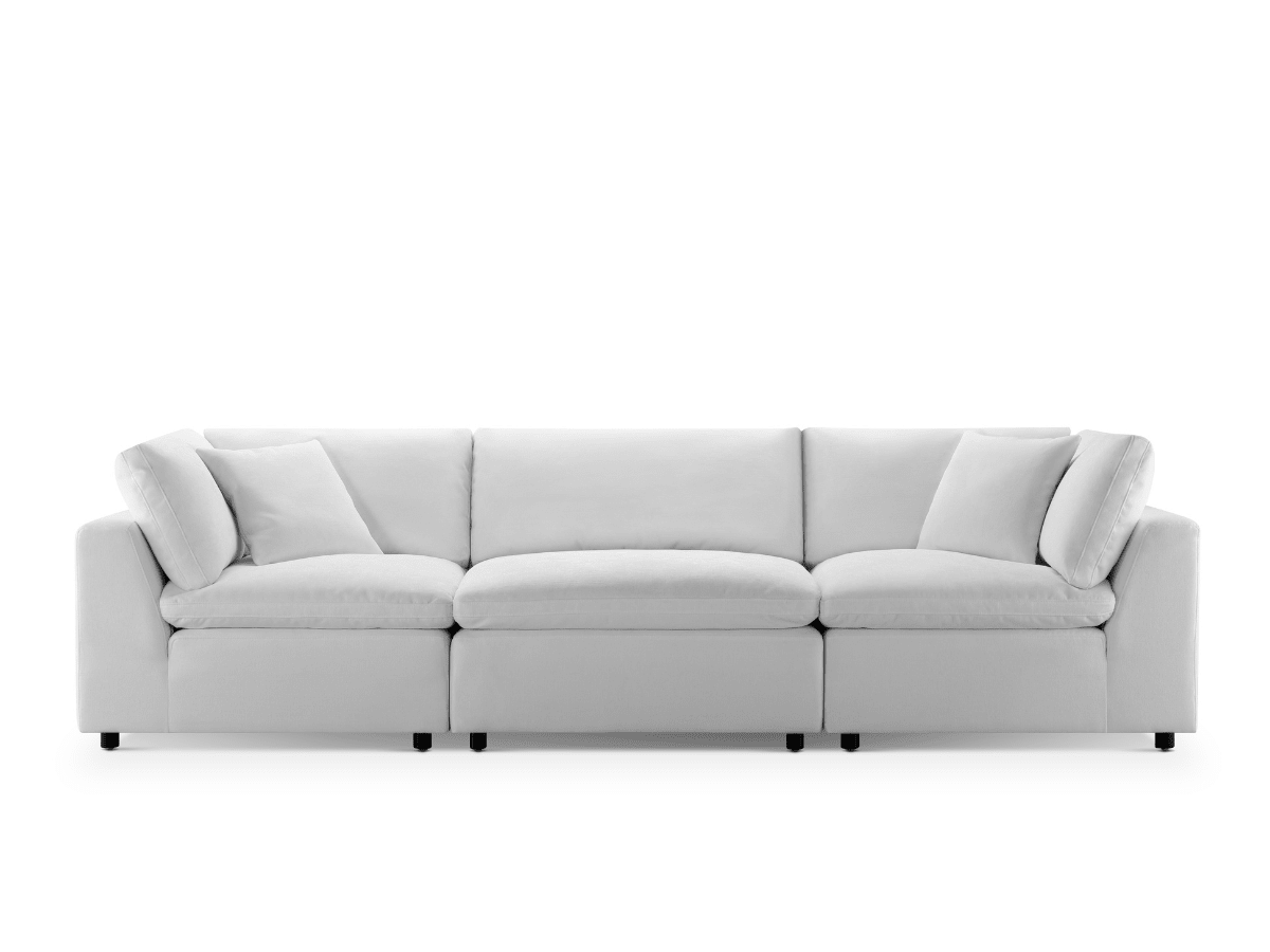 Luxe Feather and Down 3-pc Sofa, White - Abbyson - Living Room