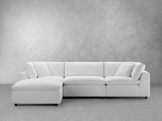 Luxe Feather and Down 4-pc Sectional Set, White - Abbyson - Living Room