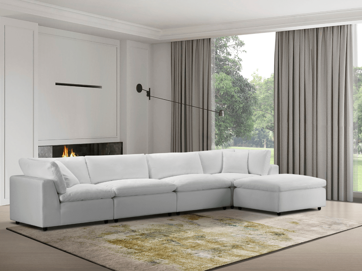 Luxe Feather and Down 5-pc L-Shaped Sectional Set - Abbyson - Living Room