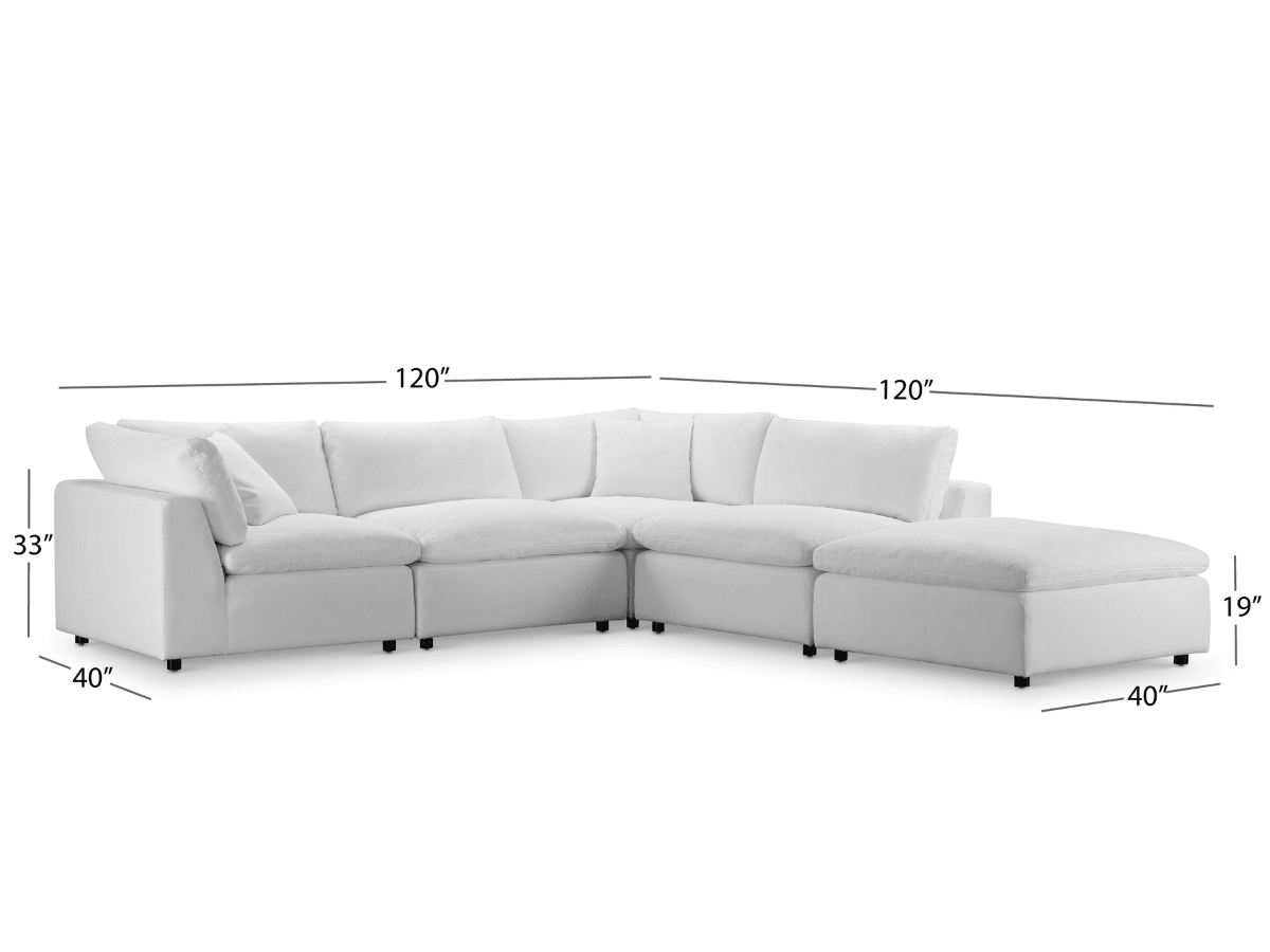 Luxe Feather and Down 5-pc L-Shaped Sectional Set - Abbyson - Living Room