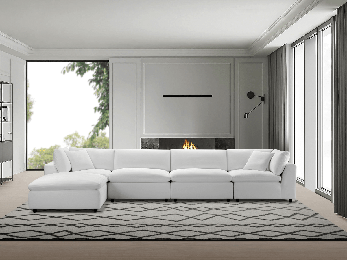 Luxe Feather and Down 5-pc L-Shaped Sectional Set - Abbyson - Living Room