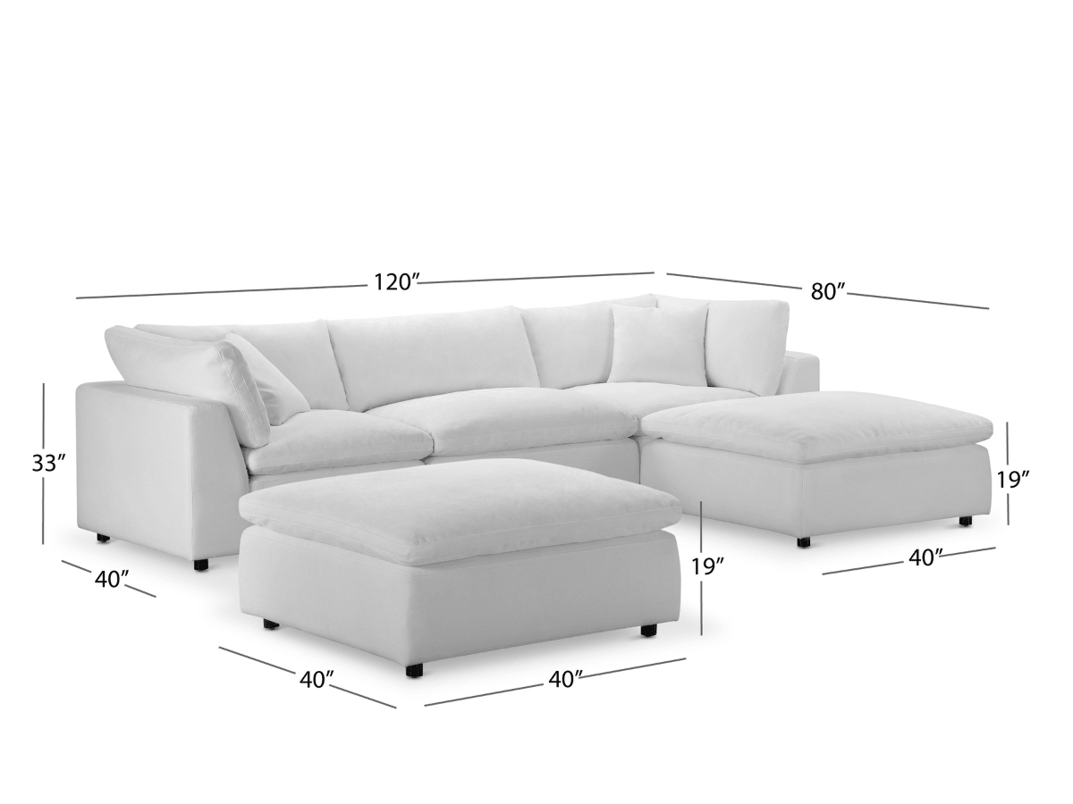 Luxe Feather and Down 5-pc Sectional Set - Abbyson - Living Room