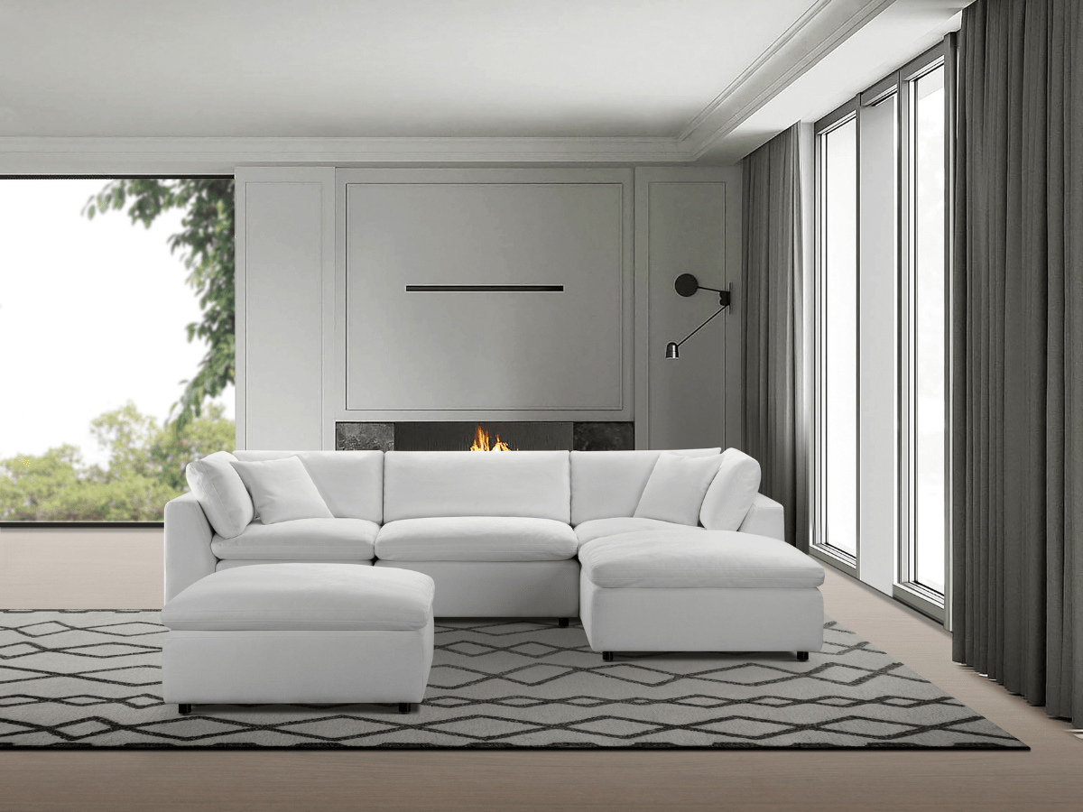 Luxe Feather and Down 5-pc Sectional Set - Abbyson - Living Room