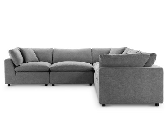 Luxe Feather and Down 5-pc Two-Arm Sectional Set - Gray - Abbyson - Living Room
