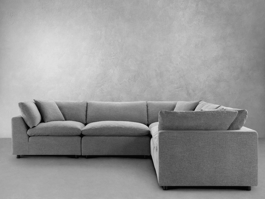 Luxe Feather and Down 5-pc Two-Arm Sectional Set - Gray - Abbyson - Living Room