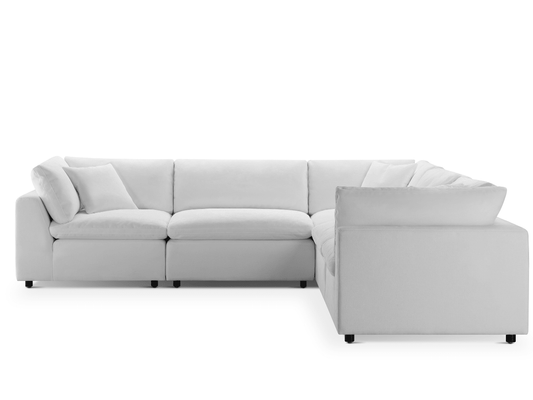 Luxe Feather and Down 5-pc Two-Arm Sectional Set, White - Abbyson - Living Room