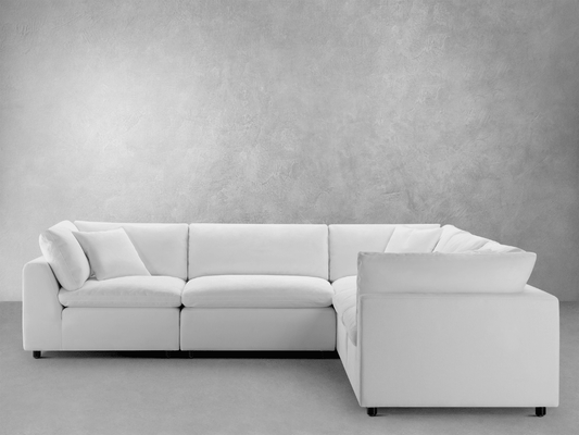 Luxe Feather and Down 5-pc Two-Arm Sectional Set, White - Abbyson - Living Room