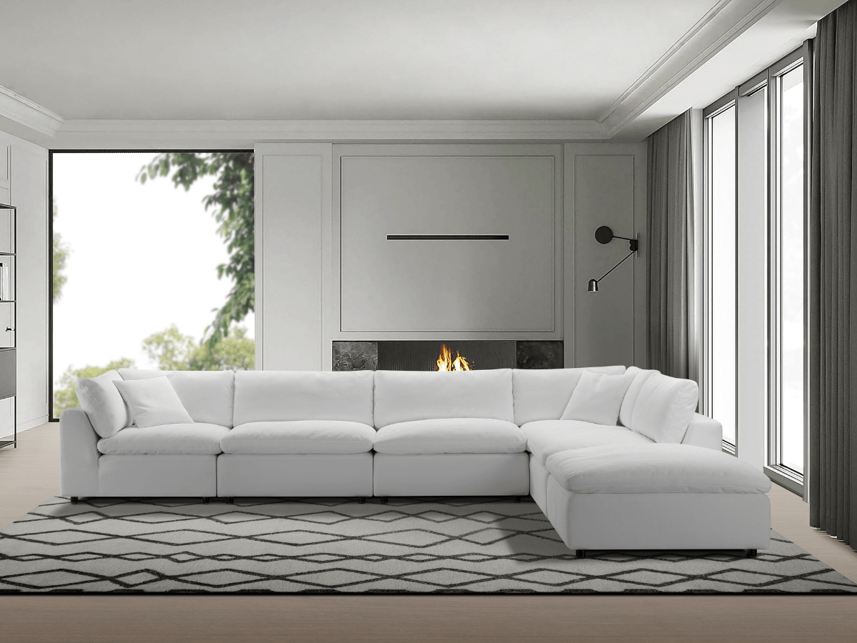 Luxe Feather and Down 6-pc L-Shaped Sectional Set - Abbyson - Living Room
