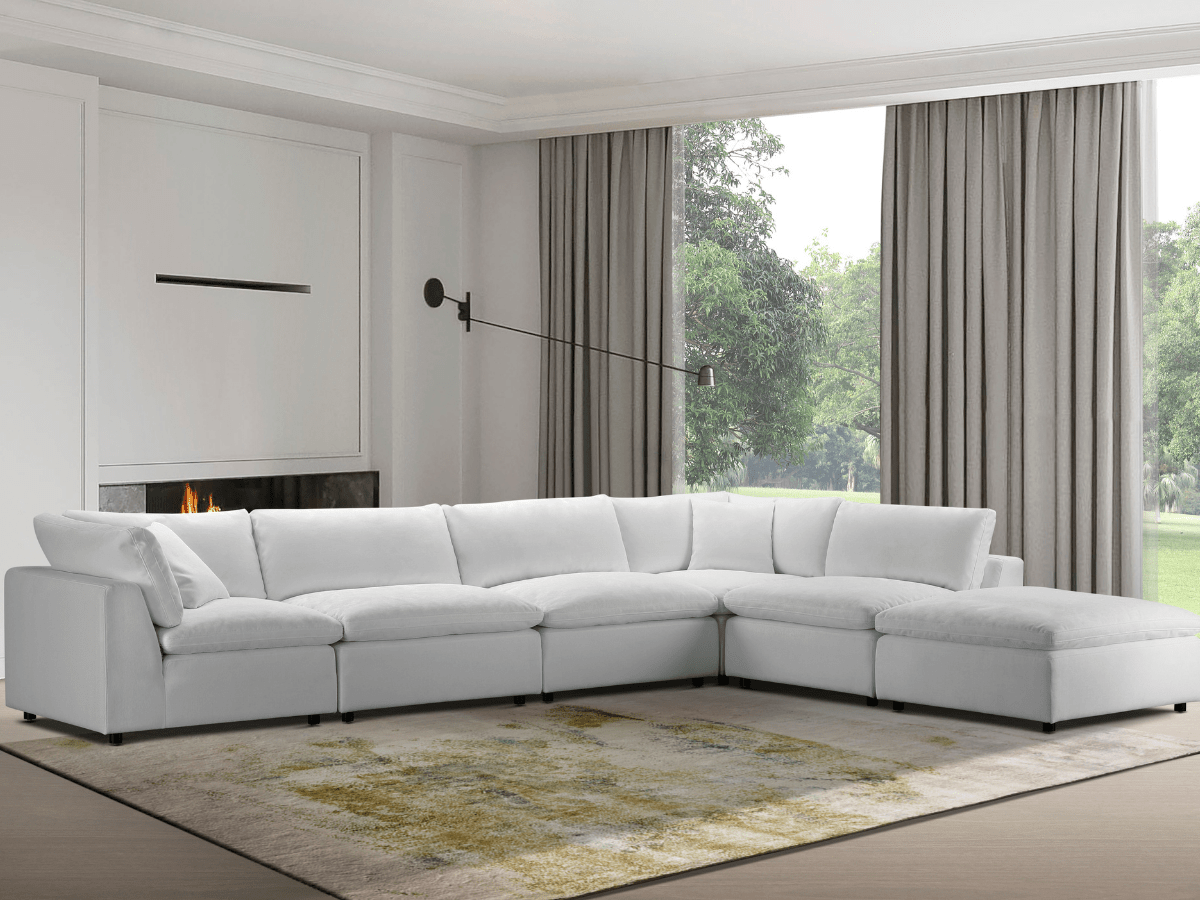 Luxe Feather and Down 6-pc L-Shaped Sectional Set - Abbyson - Living Room