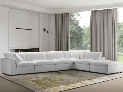 Luxe Feather and Down 6-pc L-Shaped Sectional Set - Abbyson - Living Room