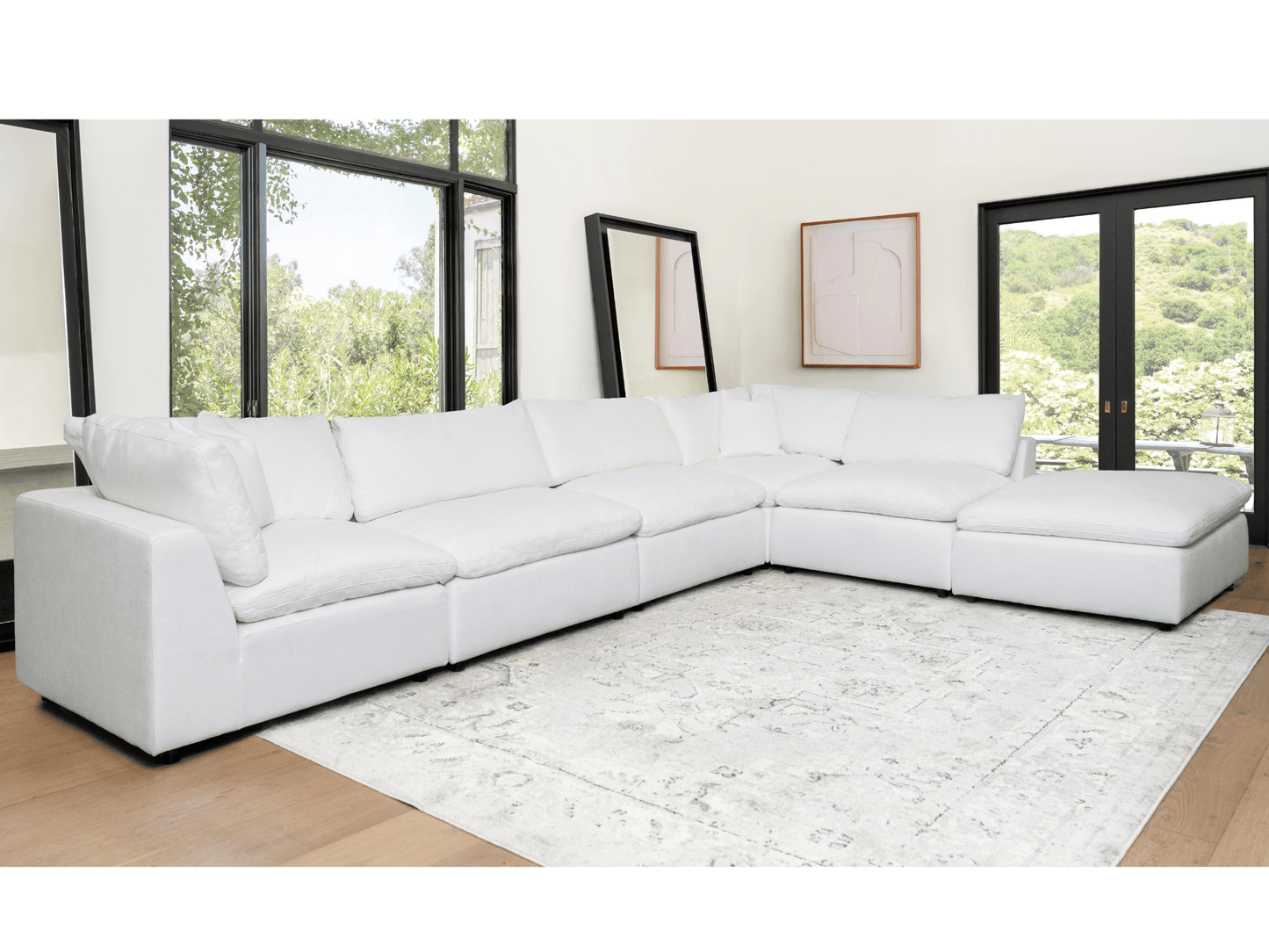 Luxe Feather and Down 6-pc L-Shaped Sectional Set - Abbyson - Living Room