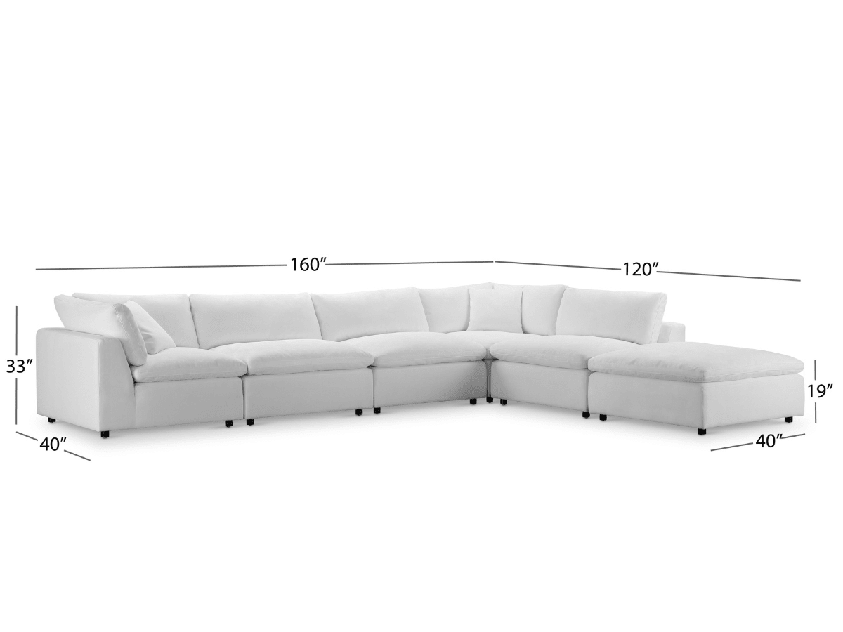 Luxe Feather and Down 6-pc L-Shaped Sectional Set - Abbyson - Living Room