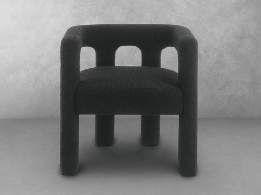 Mandy Bouclé Fabric Dining Chair - Black - Abbyson - Dining Room