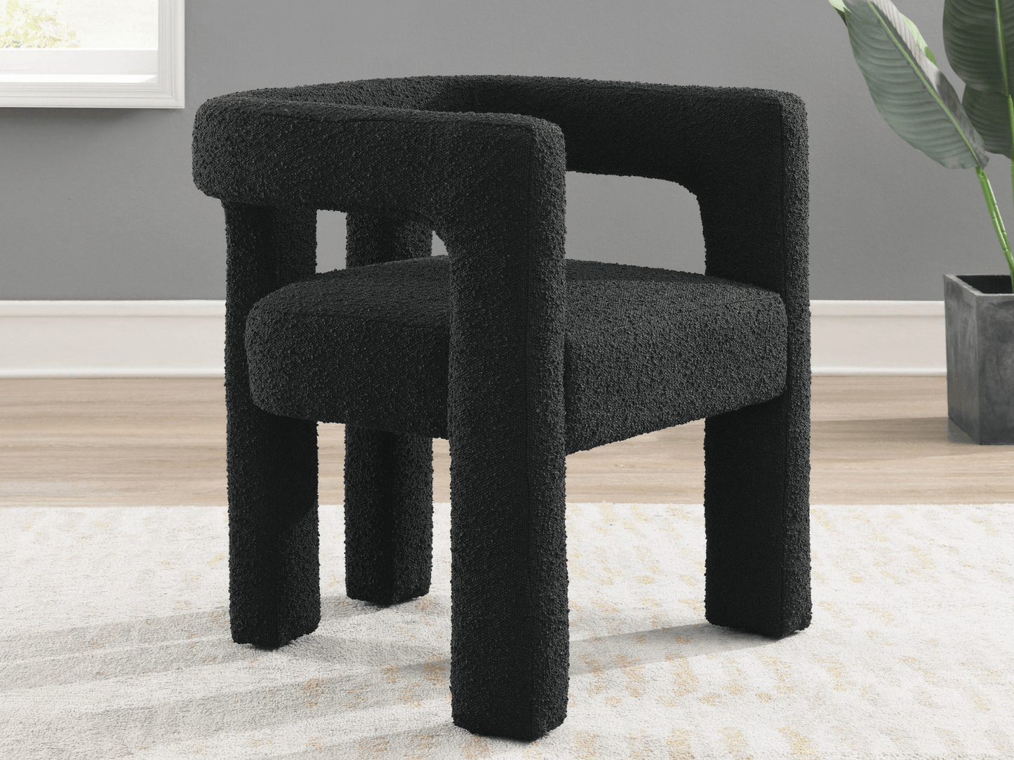 Mandy Bouclé Fabric Dining Chair - Black - Abbyson - Dining Room