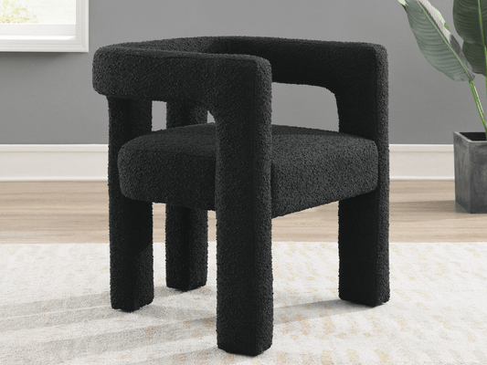 Mandy Bouclé Fabric Dining Chair - Black - Abbyson - Dining Room