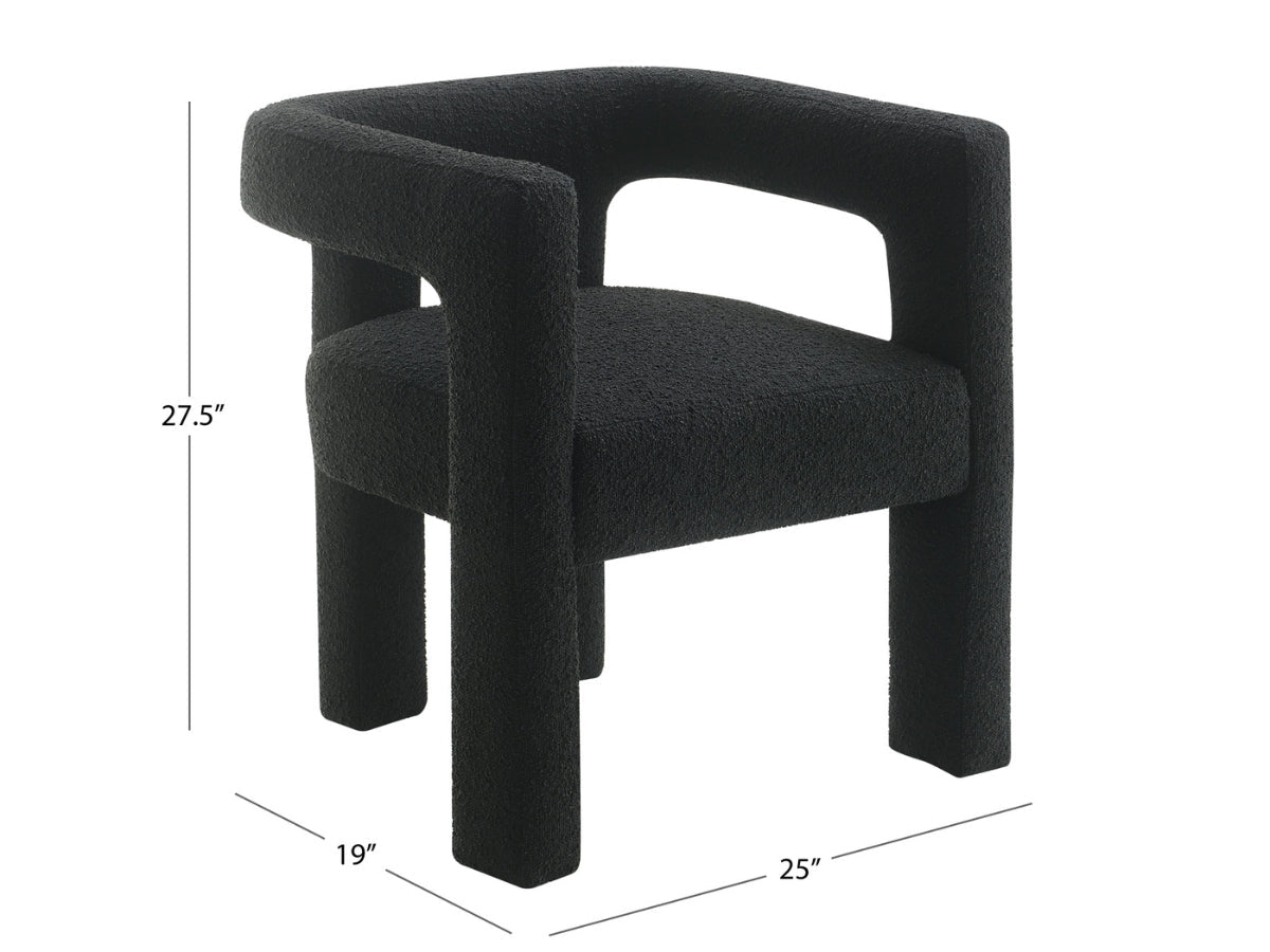 Mandy Bouclé Fabric Dining Chair - Black - Abbyson - Dining Room