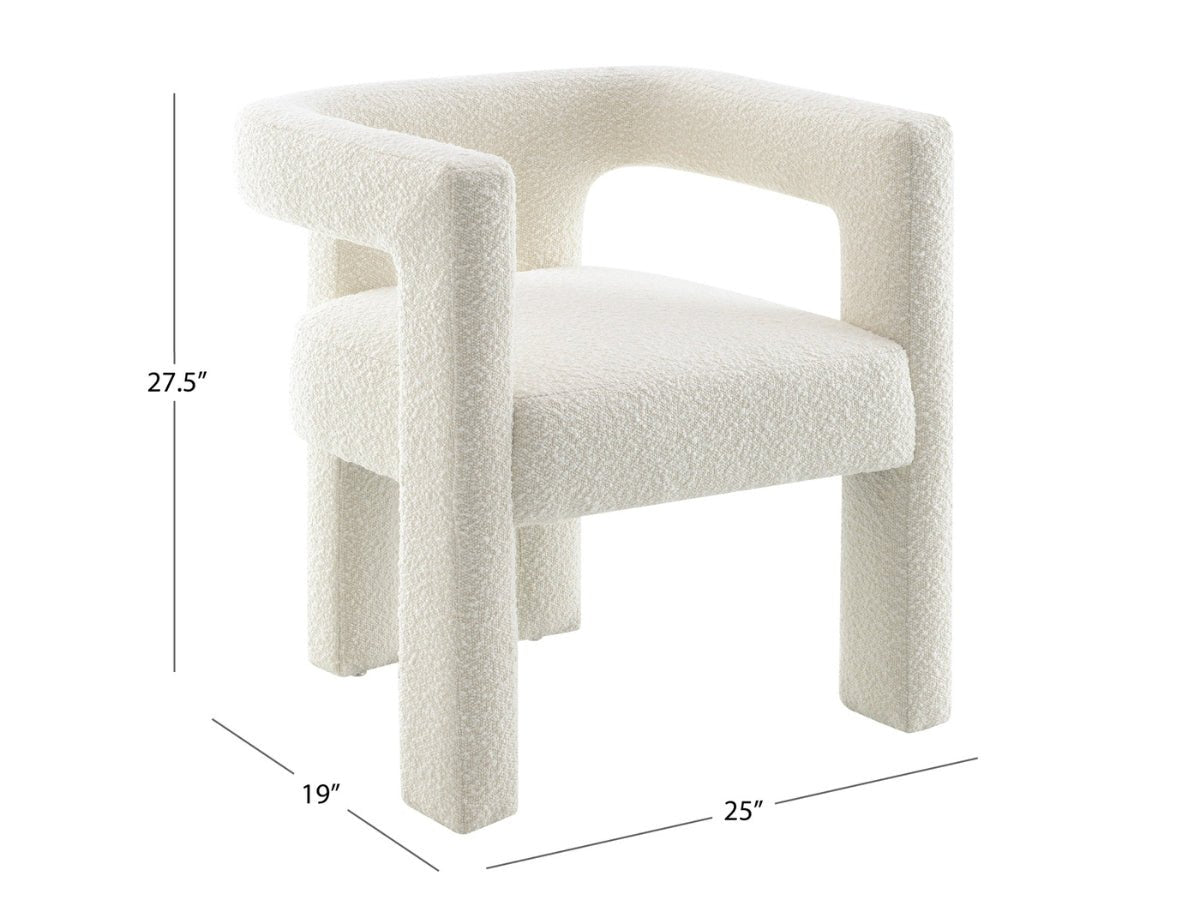 Mandy Bouclé Fabric Dining Chair - Ivory - Abbyson - Dining Room