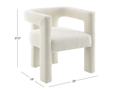 Mandy Bouclé Fabric Dining Chair - Ivory - Abbyson - Dining Room