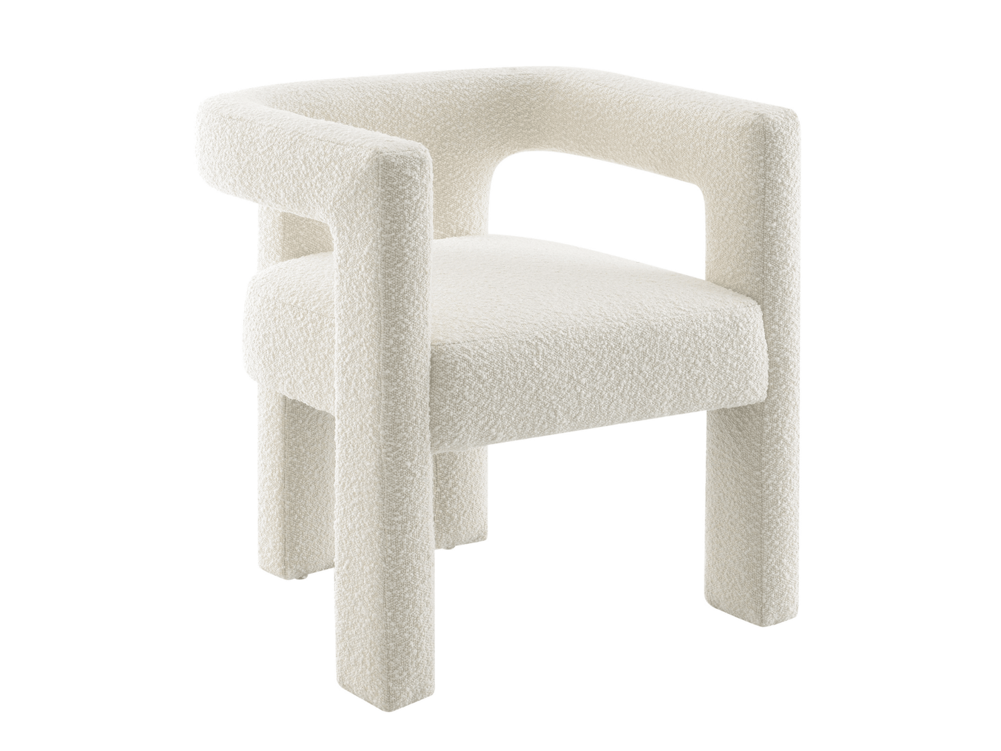 Mandy Bouclé Fabric Dining Chair - Ivory - Abbyson - Dining Room