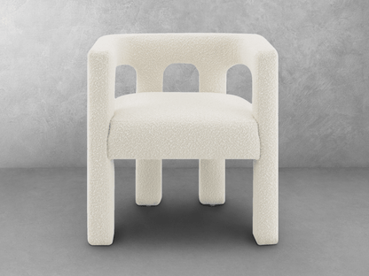 Mandy Bouclé Fabric Dining Chair - Ivory - Abbyson - Dining Room