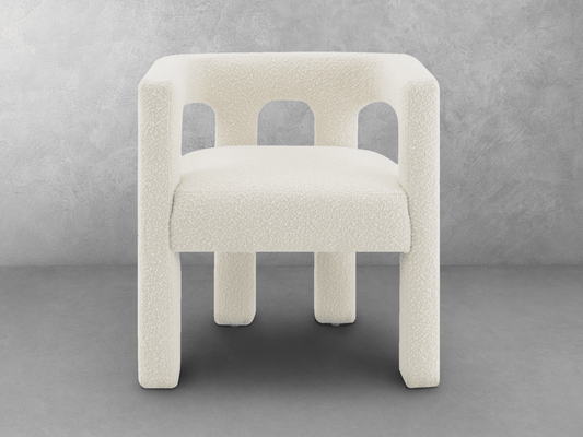 Mandy Bouclé Fabric Dining Chair - Ivory - Abbyson - Dining Room