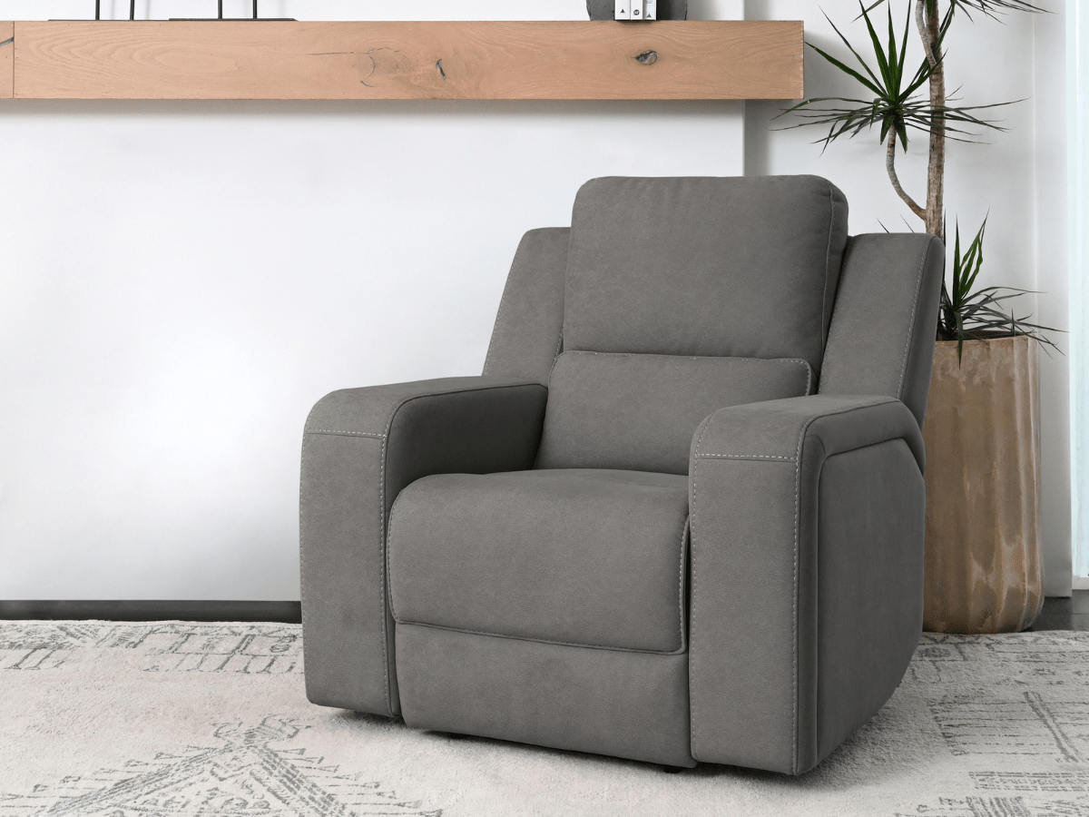 Margaret Fabric Manual Recliner - Charcoal - Abbyson - Living Room