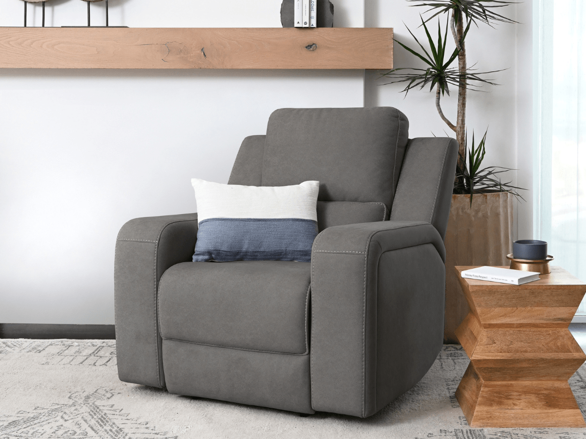 Margaret Fabric Manual Recliner - Charcoal - Abbyson - Living Room
