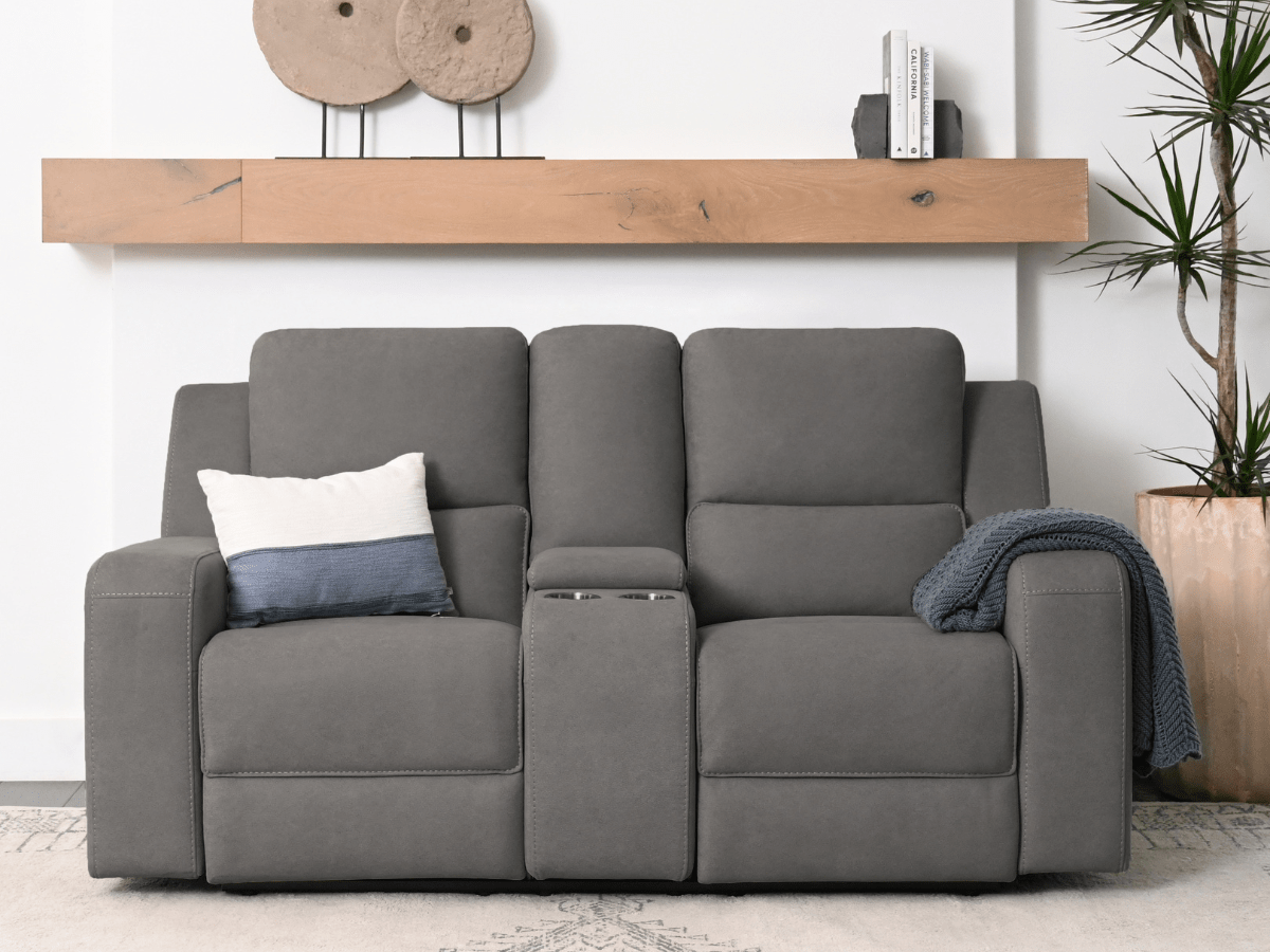 Margaret Fabric Manual Reclining Loveseat - Charcoal - Abbyson - Living Room