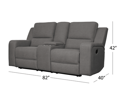 Margaret Fabric Manual Reclining Loveseat - Charcoal - Abbyson - Living Room