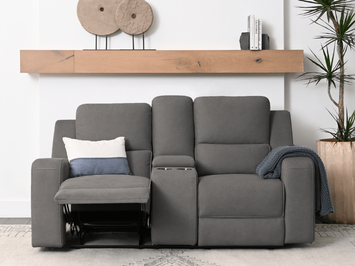 Margaret Fabric Manual Reclining Loveseat - Charcoal - Abbyson - Living Room