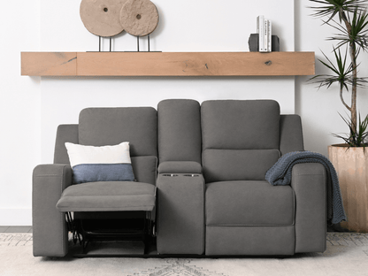 Margaret Fabric Manual Reclining Loveseat - Charcoal - Abbyson - Living Room