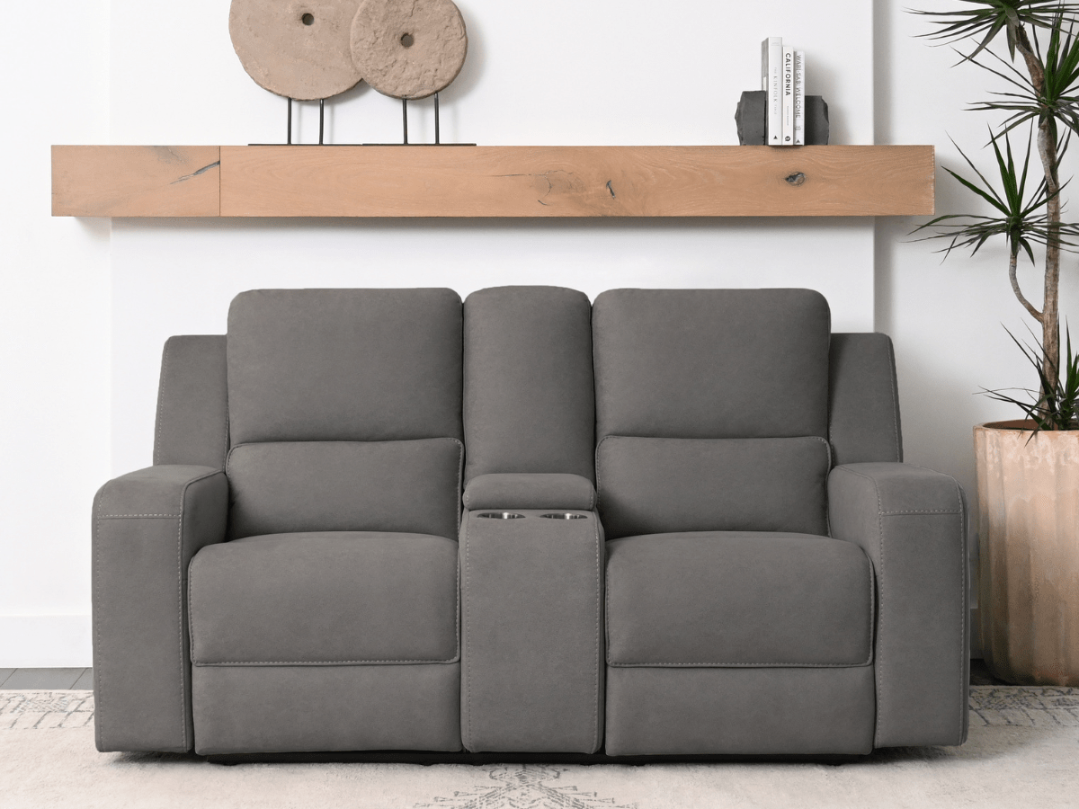 Margaret Fabric Manual Reclining Loveseat - Charcoal - Abbyson - Living Room