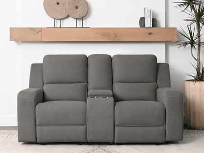 Margaret Fabric Manual Reclining Loveseat - Charcoal - Abbyson - Living Room