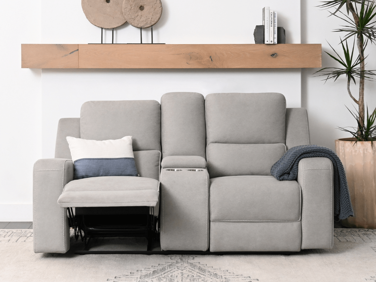 Margaret Fabric Manual Reclining Loveseat - Gray - Abbyson - Living Room