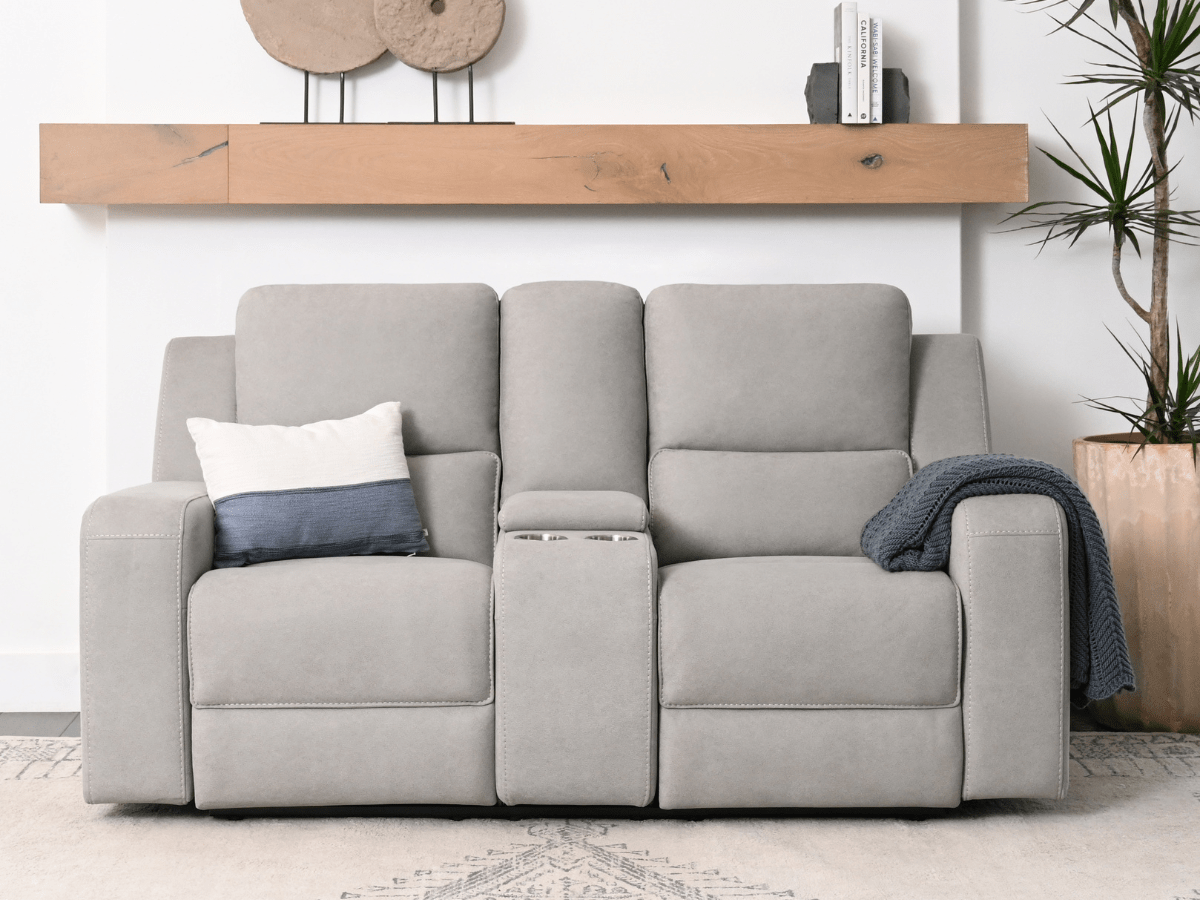 Margaret Fabric Manual Reclining Loveseat - Gray - Abbyson - Living Room